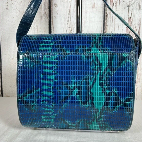 Vintage Stuart Weitzman Snakeskin Leather Spain Structured Shoulder Purse Bag - Picture 8 of 15